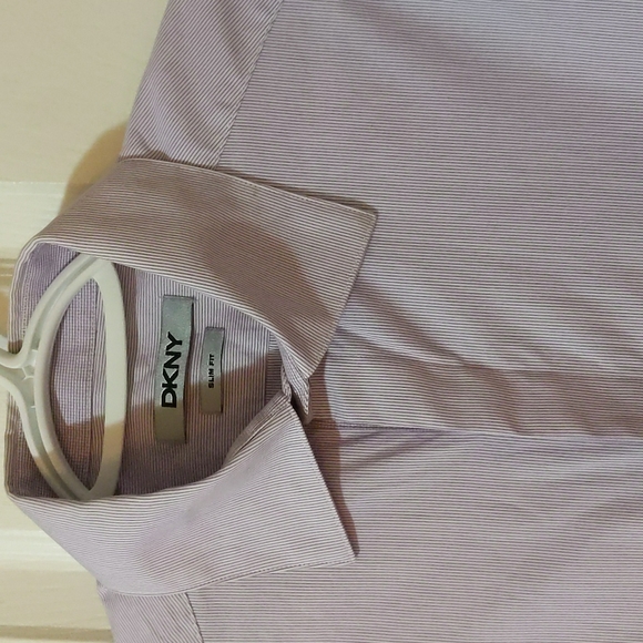 DKNY Men’s Slim-Fit Pinstripe Dress Shirt - Picture 2 of 5